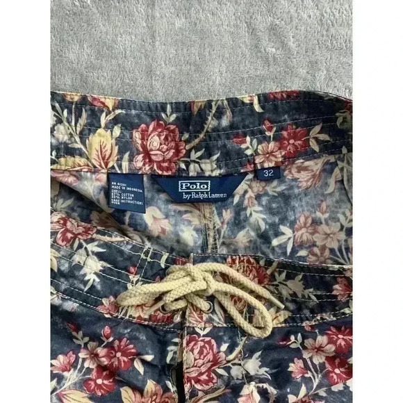 Polo Ralph Lauren Shorts Mens 32 Floral Swim Trunks 90s Hawaiian Pocket Pool - Picture 6 of 7